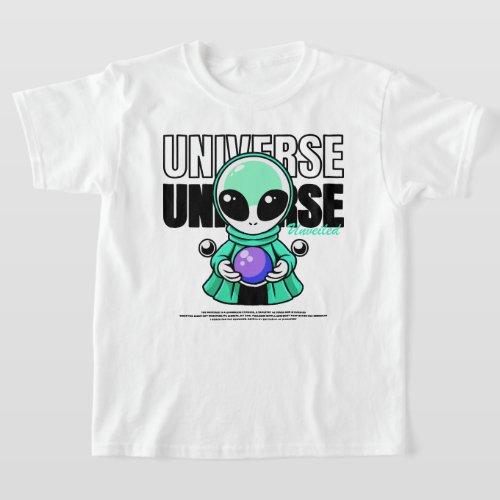 Universe Unveiled _ Cute Alien with Crystal Ball T_Shirt