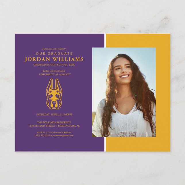 University at Albany Great Dane Mascot Head Announcement Postcard (Front)