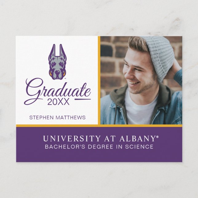 University at Albany Great Dane Mascot Head Announcement Postcard (Front)