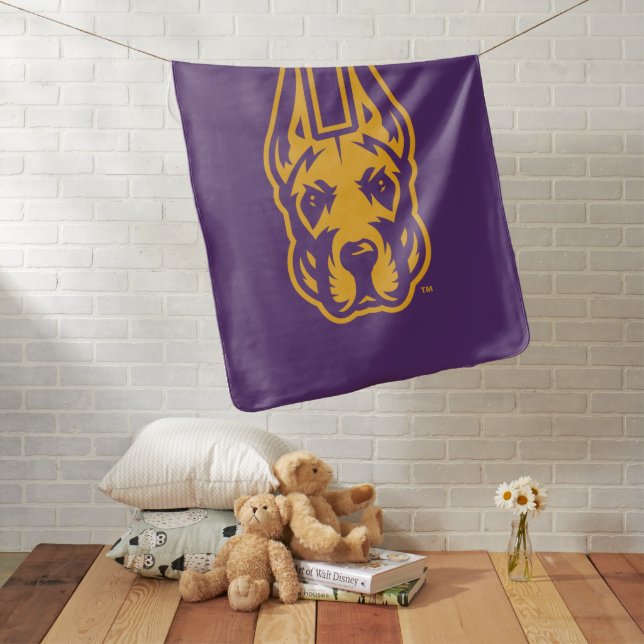 University at Albany Great Dane Mascot Head Baby Blanket (In Situ)