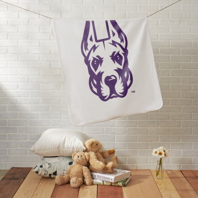 University at Albany Great Dane Mascot Head Baby Blanket (In Situ)