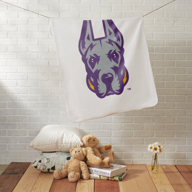 University at Albany Great Dane Mascot Head Baby Blanket (In Situ)