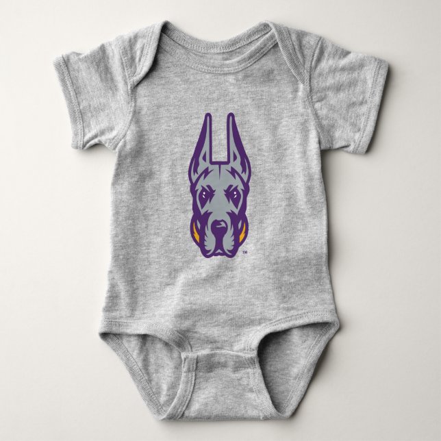 University at Albany Great Dane Mascot Head Baby Bodysuit (Front)