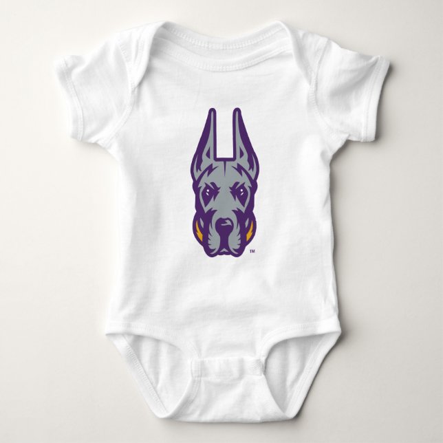 University at Albany Great Dane Mascot Head Baby Bodysuit (Front)