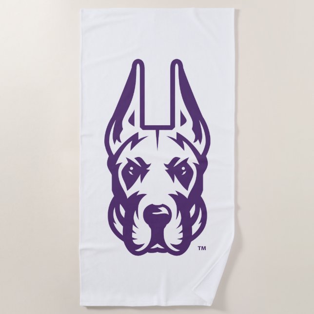 University at Albany Great Dane Mascot Head Beach Towel (Front)