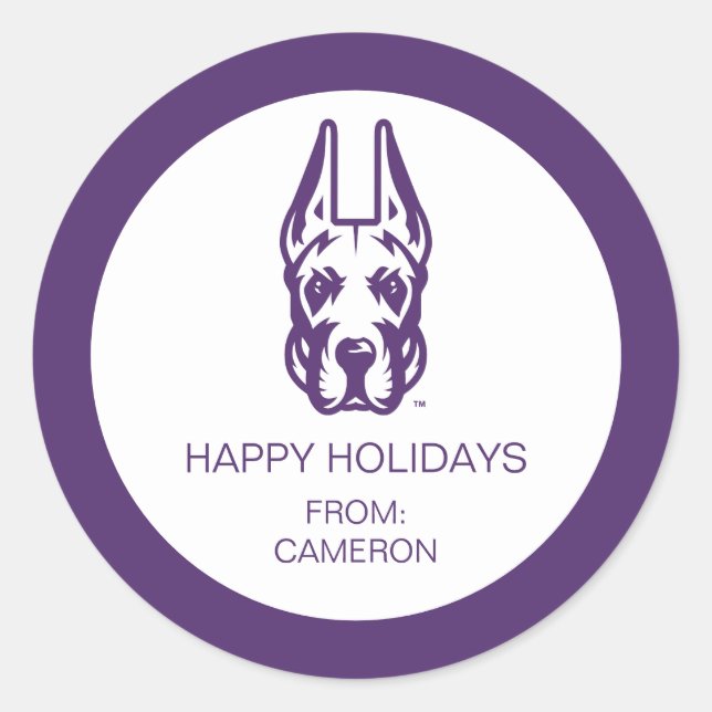 University at Albany Great Dane Mascot Head Classic Round Sticker (Front)