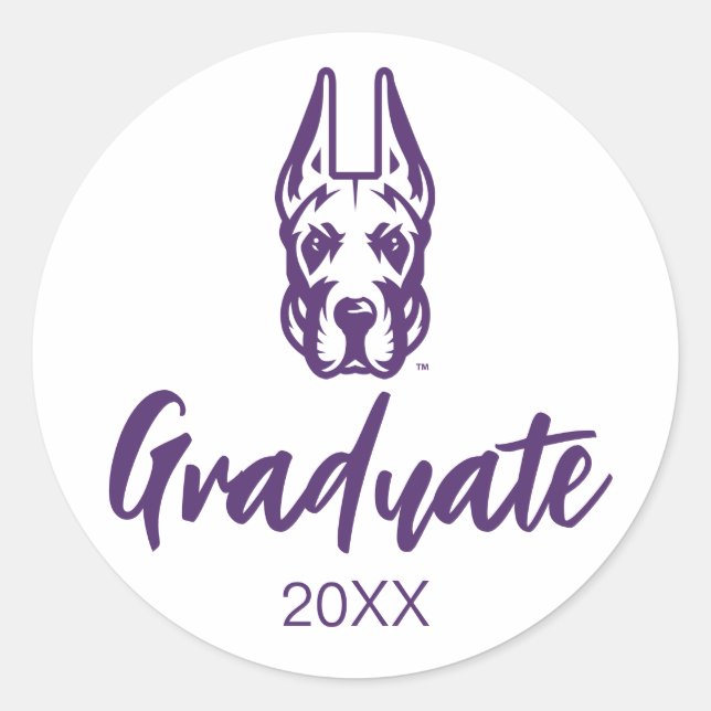 University at Albany Great Dane Mascot Head Classic Round Sticker (Front)