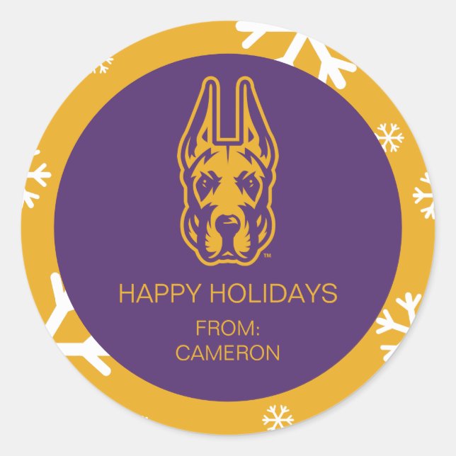 University at Albany Great Dane Mascot Head Classic Round Sticker (Front)