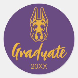 University at Albany Great Dane Mascot Head Classic Round Sticker