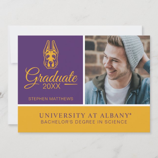 University at Albany Great Dane Mascot Head Invitation (Front)