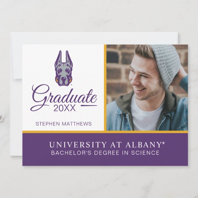 University at Albany Great Dane Mascot Head Invitation (Front)