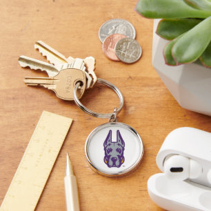 University at Albany Great Dane Mascot Head Keychain