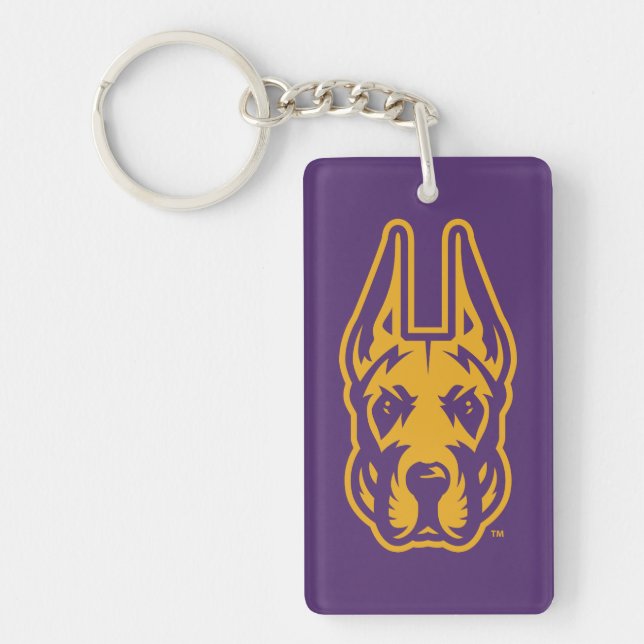 University at Albany Great Dane Mascot Head Keychain (Front)