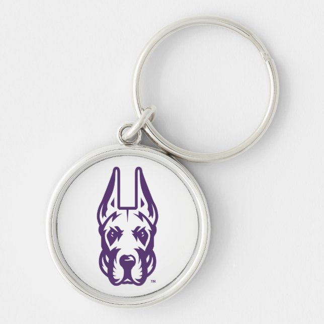 University at Albany Great Dane Mascot Head Keychain (Front)