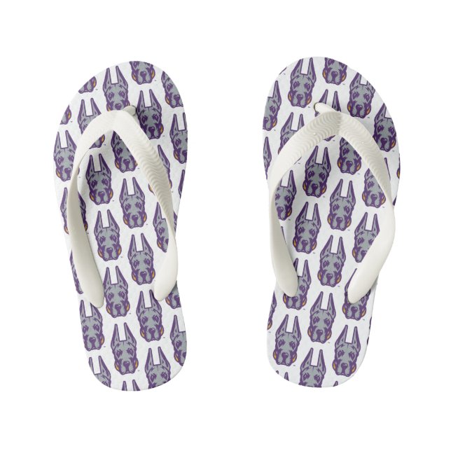 University at Albany Great Dane Mascot Head Kid's Flip Flops (Footbed)