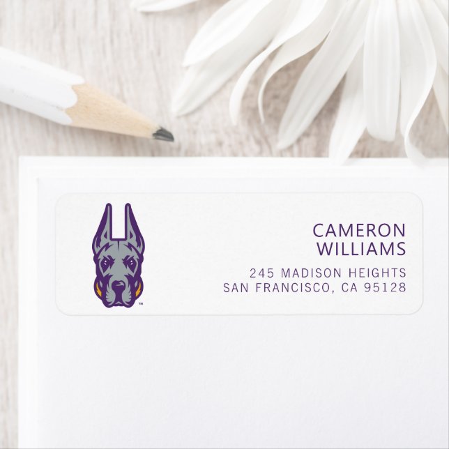 University at Albany Great Dane Mascot Head Label (Insitu)