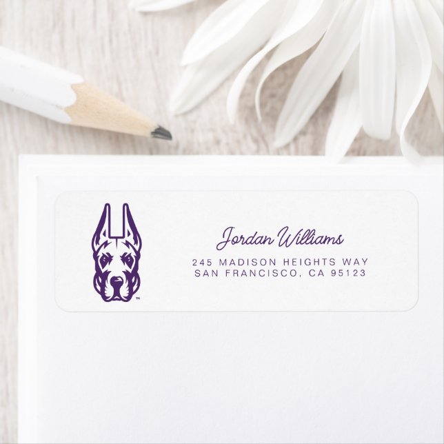 University at Albany Great Dane Mascot Head Label (Insitu)