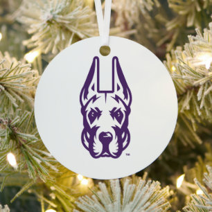 University at Albany Great Dane Mascot Head Metal Ornament