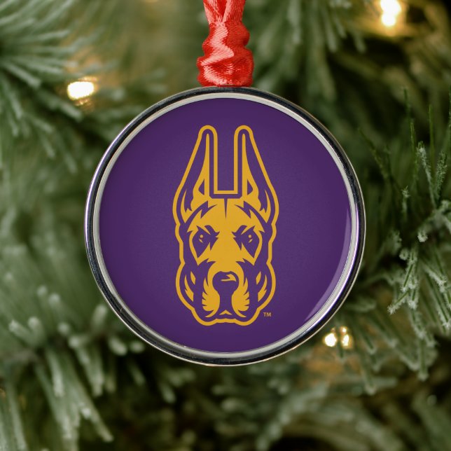 University at Albany Great Dane Mascot Head Metal Ornament (Tree)