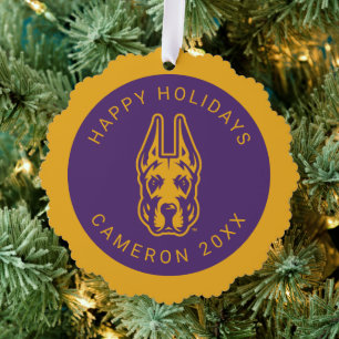 University at Albany Great Dane Mascot Head Ornament Card