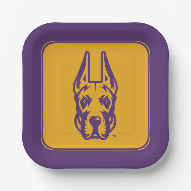 University at Albany Great Dane Mascot Head Paper Plates (Front)