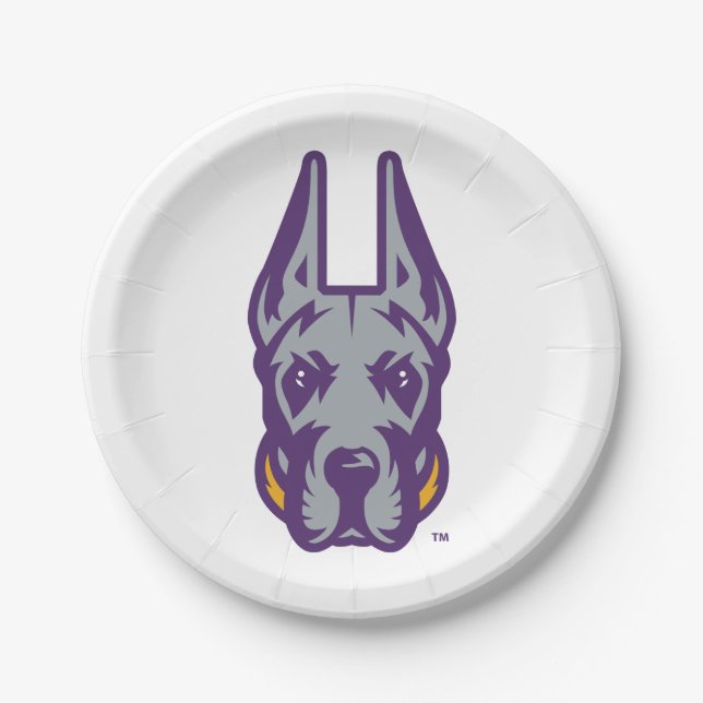 University at Albany Great Dane Mascot Head Paper Plates (Front)