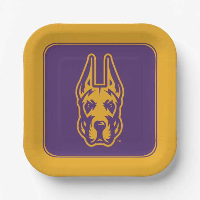 University at Albany Great Dane Mascot Head Paper Plates (Front)