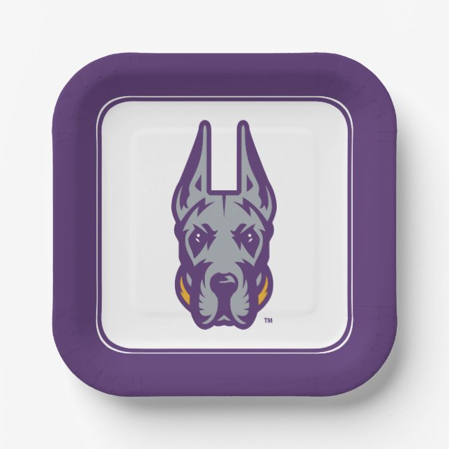 University at Albany Great Dane Mascot Head Paper Plates (Front)
