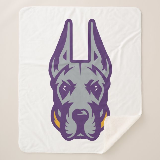 University at Albany Great Dane Mascot Head Sherpa Blanket (Front)