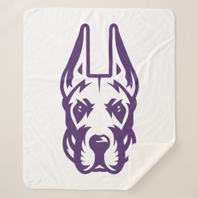 University at Albany Great Dane Mascot Head Sherpa Blanket (Front)