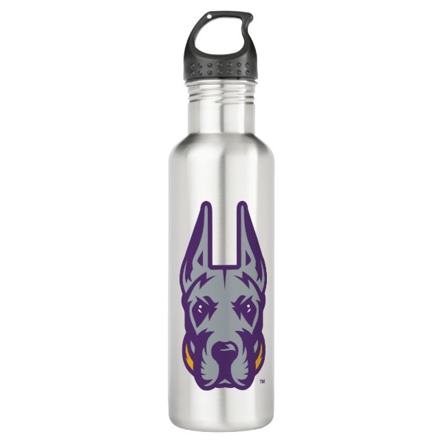 University at Albany Great Dane Mascot Head Stainless Steel Water Bottle (Front)