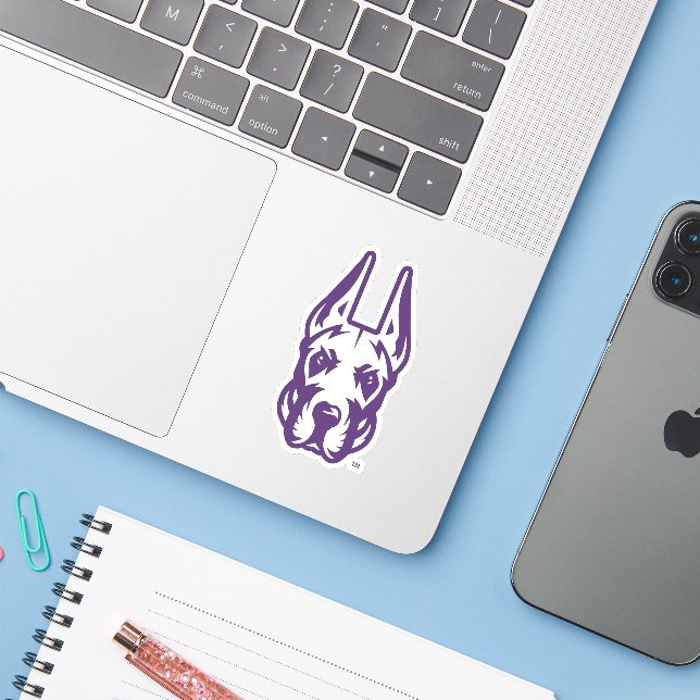 University at Albany Great Dane Mascot Head Sticker (Laptop w/ iPhone)