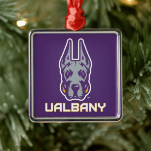 University at Albany Great Danes Metal Ornament