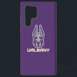 University at Albany Great Danes Samsung Galaxy S22 Ultra Case<br><div class="desc">The University at Albany Great Dane mascot logo features a stylized depiction of a Great Dane's head. The dog is illustrated with sharp, bold lines in purple and gray, giving it a fierce, confident expression. The ears stand tall, symbolizing alertness and strength. Underneath the Great Dane head is the word...</div>