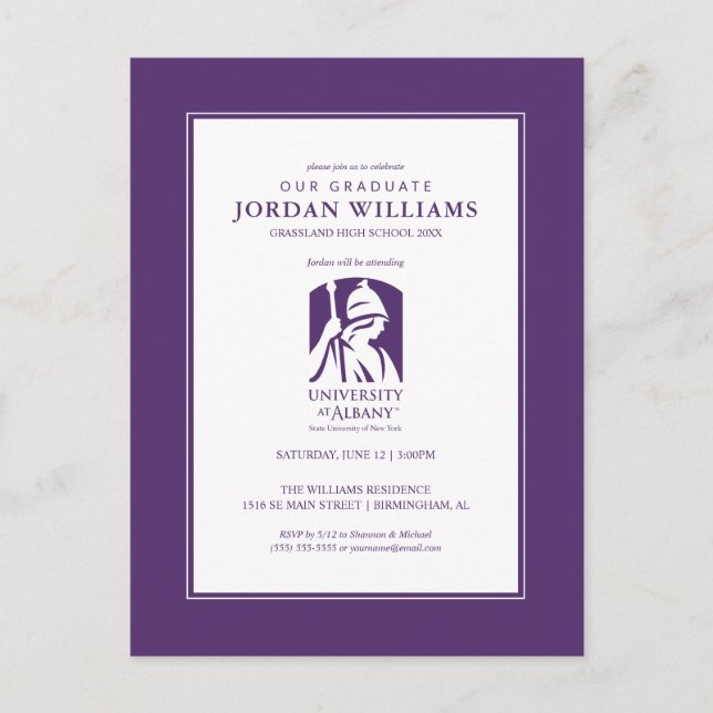 University at Albany Iconic Logo Announcement Postcard (Front)