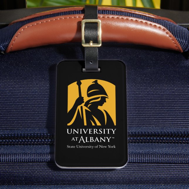 University at Albany Iconic Logo Luggage Tag (Front Insitu 2)