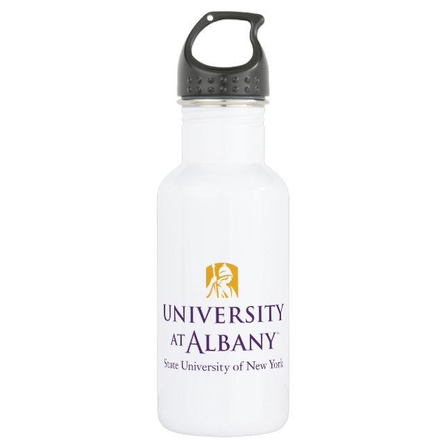 University at Albany Iconic Logo Stainless Steel Water Bottle (Front)