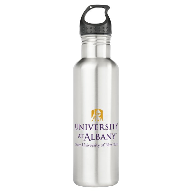 University at Albany Iconic Logo Stainless Steel Water Bottle (Front)