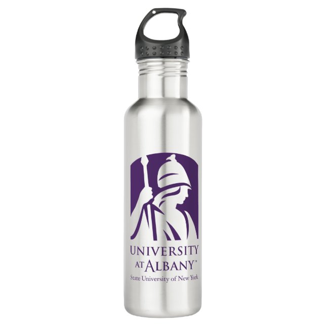 University at Albany Iconic Logo Stainless Steel Water Bottle (Front)