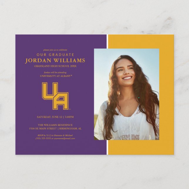 University at Albany Initials Logo Announcement Postcard (Front)