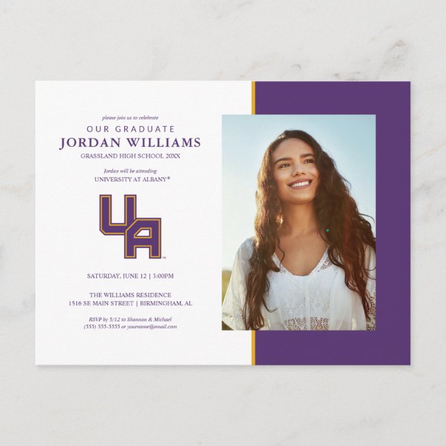 University at Albany Initials Logo Announcement Postcard (Front)