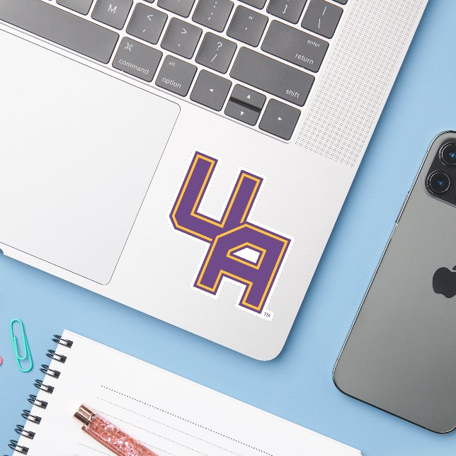 University at Albany Initials Logo Sticker (Laptop w/ iPhone)
