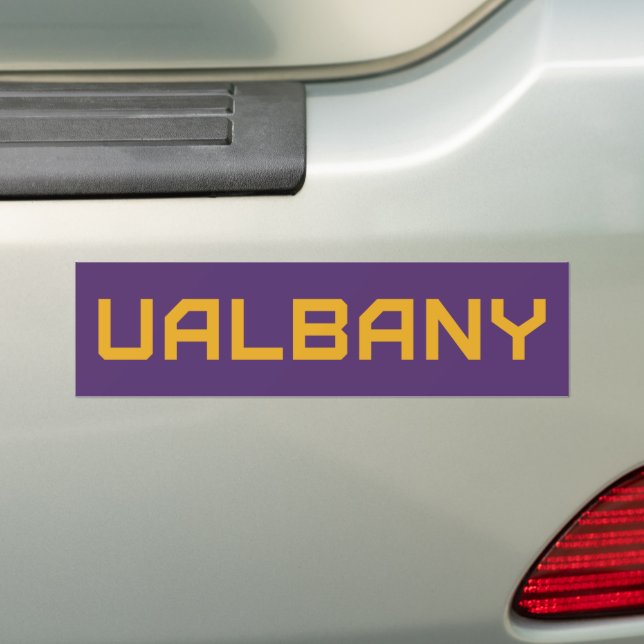 University at Albany Wordmark Bumper Sticker (On Car)