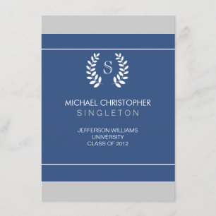 University Blue & White Graduation Announcement