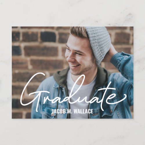 University College Male Graduate Photo Graduation Announcement Postcard