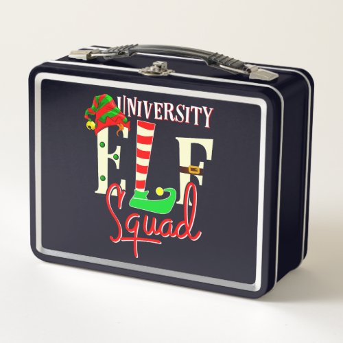 University Elf Squad Christmas Gift for University Metal Lunch Box