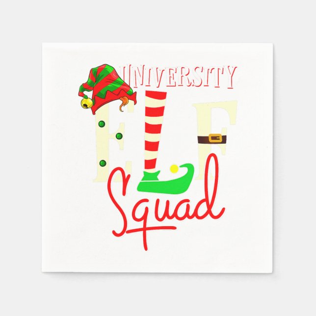 University Elf Squad Christmas Gift for University Napkins (Front)