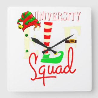 University Elf Squad Christmas Gift for University Square Wall Clock