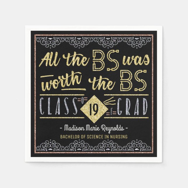 University Graduation Bachelors Degree Funny Grad Napkins (Front)