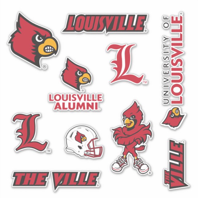 University Louisville Cardinal Logos Sticker (Front)